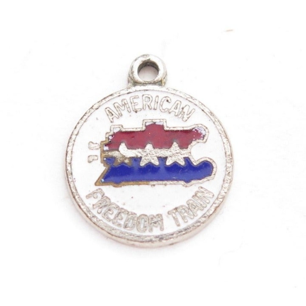 Vintage‎ American Freedom Train White Red Blue Enamel Charm or pendant